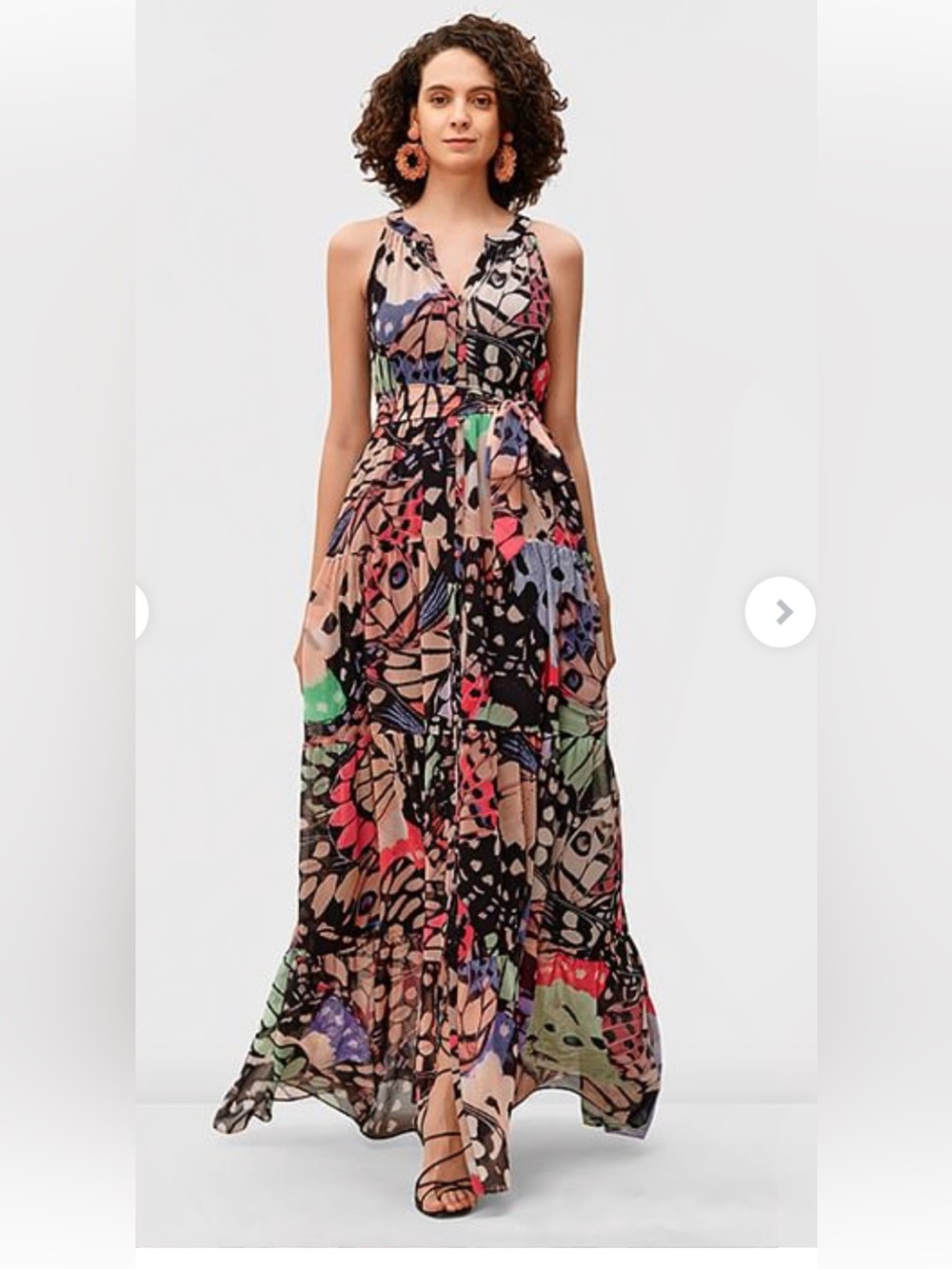eshakti Black Multi-Color Floral Halter Maxi Dress